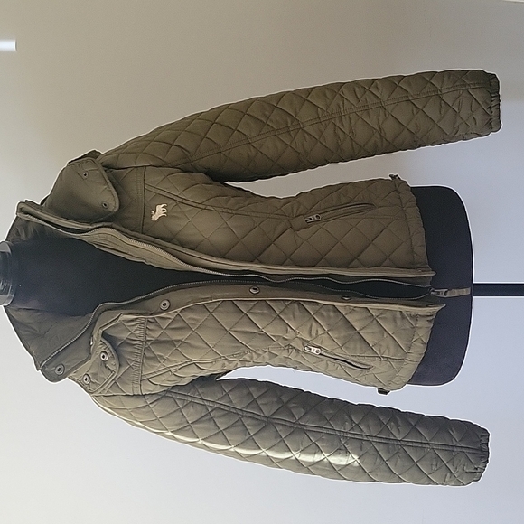 Abercrombie & Fitch Hooded coat small Quilted army Green EUC - Picture 2 of 11